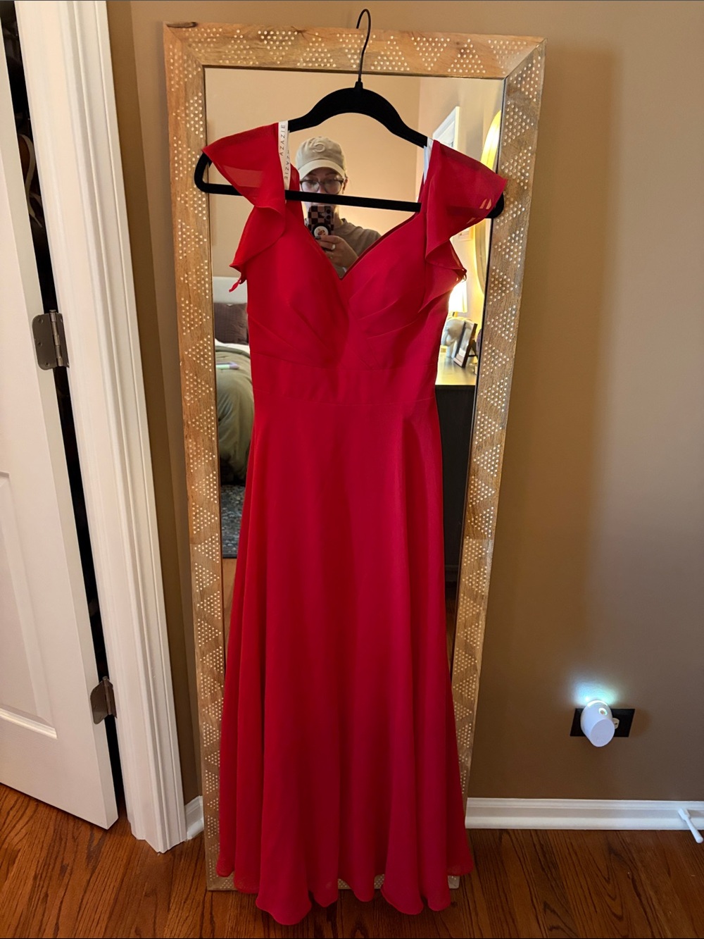 Azazie Elegant Scarlett Ruffle-Shoulder Evening Dress